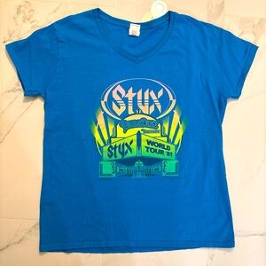 Official STYX Shirt, 1981 World Tour Reprint, Ladies Cut, XL